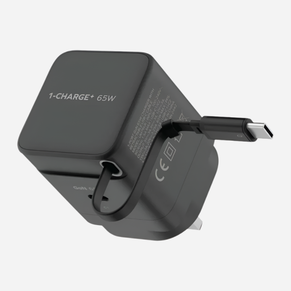 1-Charge 1-Port Gan with Built-in USB-C Cable Wall Charger Online Hot Sale