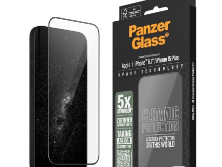 iPhone 16 Plus PanzerGlass Ultra Wide Fit Ceramic Skærmbeskyttelse m. EasyAligner - Sort Kant Online now