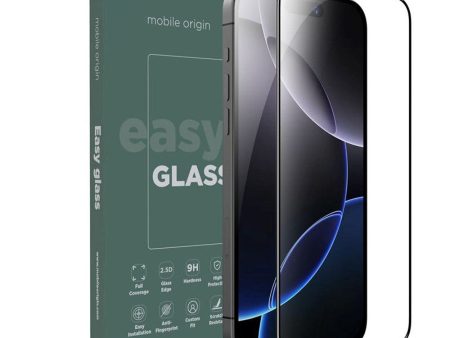 iPhone 16 Pro Max Mobile Origin EasyGlass Skærmbeskyttelsesglas - Gennemsigtig   Sort Kant For Cheap