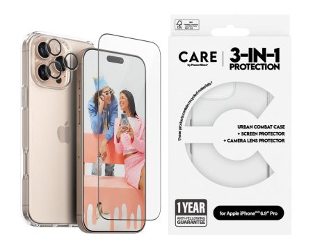 CARE By PanzerGlass iPhone 16 Pro Max 3-i-1 FLAGSHIP Bundle - Cover   Skærmbeskyttelse (UWF)   Kamerabeskyttelse - Gennemsigtig Online now