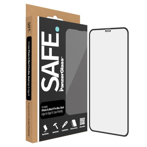 SAFE by PanzerGlass Edge-to-Edge Fit Skærmbeskyttelse - iPhone XS Max iPhone 11 Pro Max - Gennemsigtig Sort Kant Supply