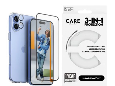 CARE By PanzerGlass iPhone 16 Plus 3-i-1 FLAGSHIP Bundle - Cover   Skærmbeskyttelse (UWF)   Kamerabeskyttelse - Gennemsigtig Supply