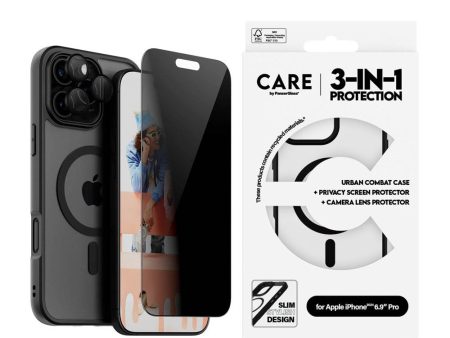 CARE By PanzerGlass iPhone 16 Pro Max 3-i-1 FLAGSHIP MagSafe Bundle - Cover   Privacy Skærmbeskyttelse (UWF)   Kamerabeskyttelse - Gennemsigtig   Sort Hot on Sale