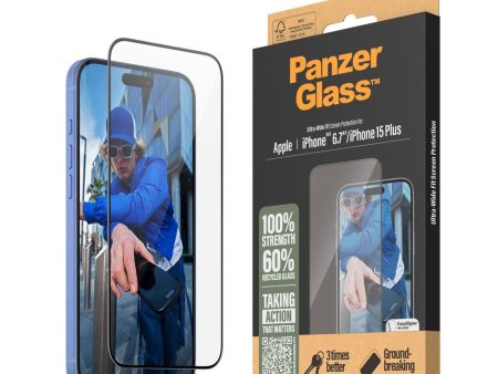 iPhone 16 Plus PanzerGlass Ultra Wide Fit Skærmbeskyttelse m. EasyAligner - Diamond Strength - Gennemsigtig   Sort Kant Online Hot Sale