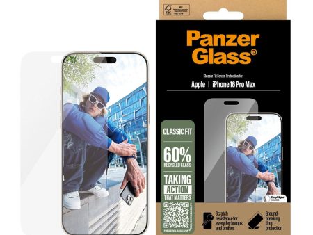 iPhone 16 Pro Max PanzerGlass Classic Fit Skærmbeskyttelse m. EasyAligner - Platinum Strength - Gennemsigtig on Sale