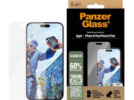 iPhone 16 Plus PanzerGlass Classic Fit Skærmbeskyttelse m. EasyAligner - Platinum Strength - Gennemsigtig For Cheap