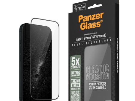 iPhone 16 PanzerGlass Ultra Wide Fit Ceramic Skærmbeskyttelse m. EasyAligner - Sort Kant Fashion