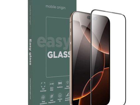 iPhone 16 Pro Mobile Origin EasyGlass Skærmbeskyttelsesglas - Gennemsigtig   Sort Kant Discount