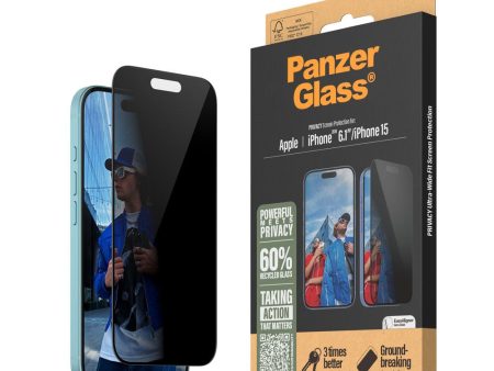 iPhone 16 PanzerGlass Ultra Wide Fit Skærmbeskyttelse m. EasyAligner - Privacy - Diamond Strength - Gennemsigtig   Sort Kant Online