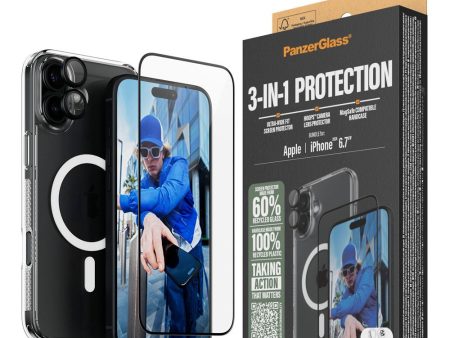 iPhone 16 Plus PanzerGlass 3-i-1 Bundle m. EasyAligner - Cover   Skærmbeskyttelse (UWF)   Kamerabeskyttelse - Gennemsigtig   Sort Discount